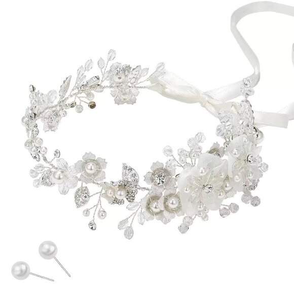 Bridal Pearl Flower Hairband for Girls Women Wedding Accessories Crystal main image 6